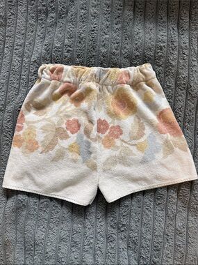 Floral Terry Cloth Lounge Shorts - Cream Multi